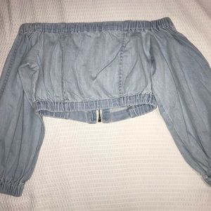 MadRag Off The Shoulder Denim Crop Top